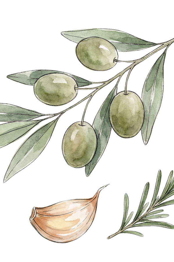 olive twig and Garlic herb